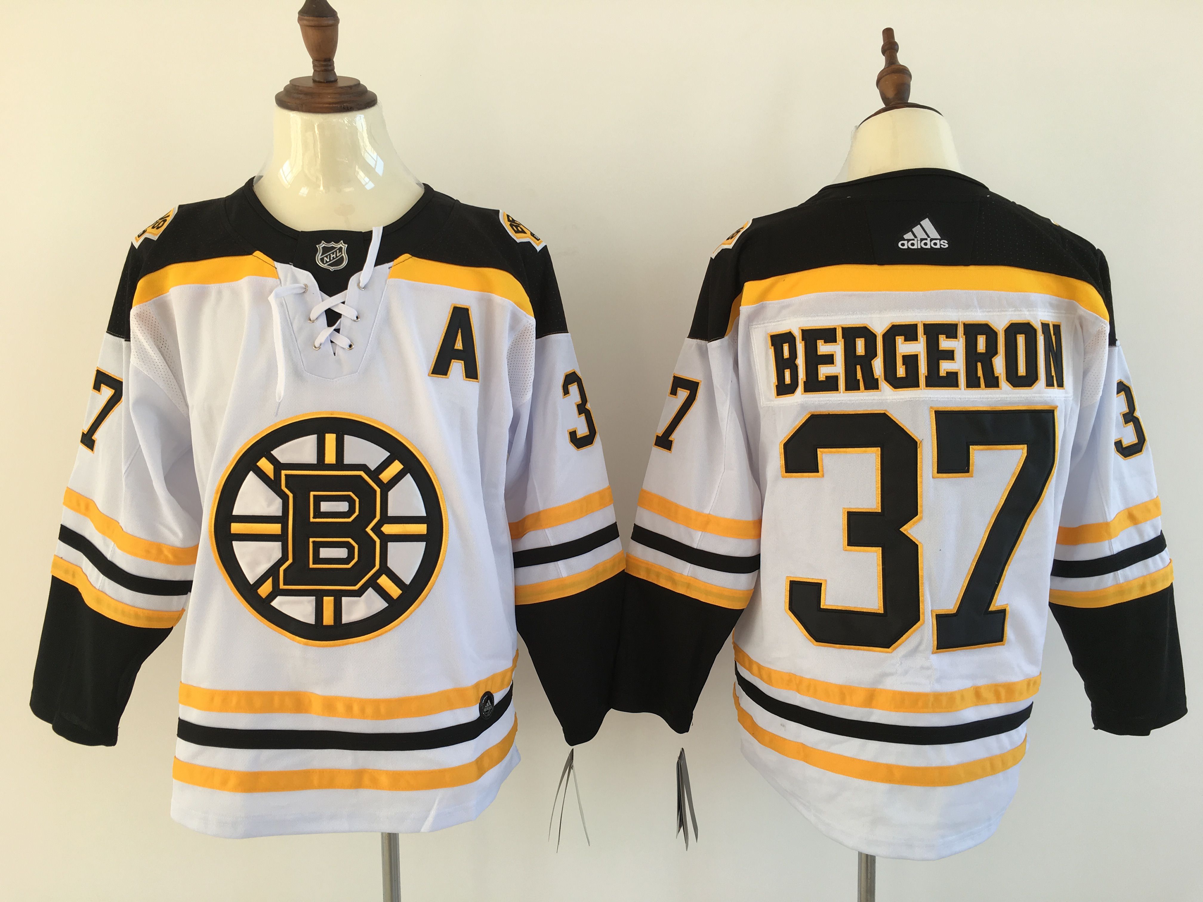 Men Boston Bruins #37 Bergeron White Hockey Stitched Adidas NHL Jerseys